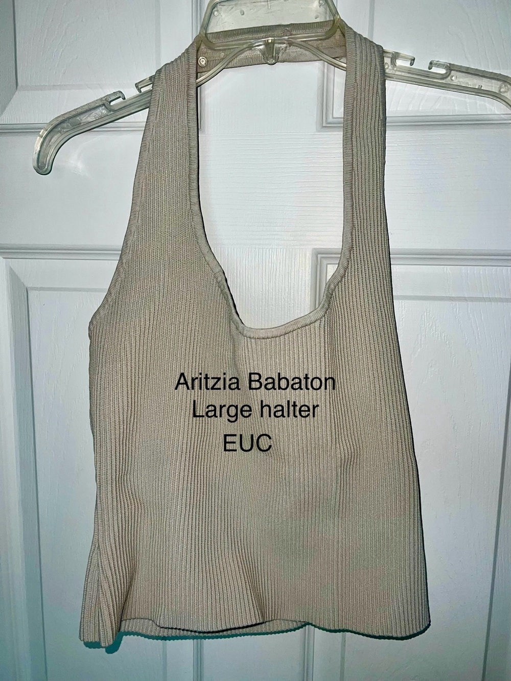 Aritzia Ribbed Halter Tank Top - Beige large